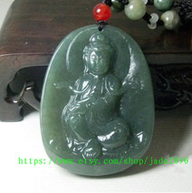 Free shipping - Good Luck real Natural green jade jadeite carved  Kwan Yin charm - £20.84 GBP