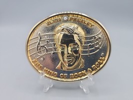 Elvis Presley The King Of Rock &amp; Roll Music Vintage Belt Buckle - $22.74