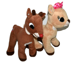 Rudolph and Clarise the Red Nosed Reindeer Plush 50 Years 12&quot; Tall - £12.85 GBP