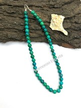 Natural Chrysocolla 8x8 mm Beads Stretch Necklace Adjustable AN-20 - £8.68 GBP