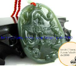 Free Shipping - good luck Natural green jade jadeite Carved Dragon and rat / Mou - £20.43 GBP
