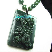 Free Shipping -Chinese Elegant Natural green Dragon jade Pendant charm / natural - £23.95 GBP