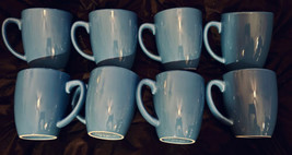 Corelle Mugs Sky Blue (8) 10 oz 4&quot; Coffee Mugs Medium Blue - $35.00