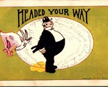 Vtg Comic Postcard 1906 UDB Headed Your Way Fat Man and Billy Goat Ramming - $8.87