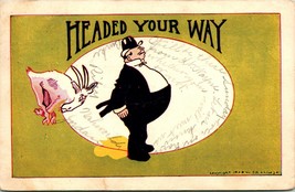 Vtg Comic Postcard 1906 UDB Headed Your Way Fat Man and Billy Goat Ramming - £6.95 GBP