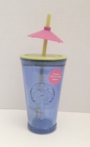 Starbucks Hawaii 2020 Recycled Glass Cobalt Blue Tumbler Straw Umbrella NEW - £19.46 GBP