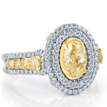 GIA 2.52Ct Light Yellow Oval Round Graduated Side Diamond Ring 18k Gold - $4,711.05