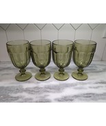 Libbey Gibraltar Olive Green Goblets, Set of 4 Footed Water Glasses, Tab... - $59.74 CAD
