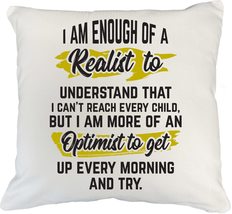 Make Your Mark Design Realist &amp; Optimist. Quotes White Pillow Cover for Men and  - £19.54 GBP+