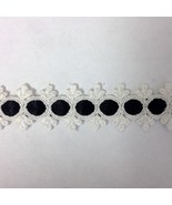 2 Yards White Venice Venise Black Satin Ribbon Double Scalloped 1&quot; SHIP ... - $18.21 MXN