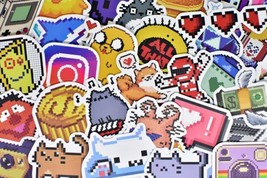 50 Cute 8Bit Stickers Girl Waterproof Stickers For Hydro Flask Laptop Suitcase N - £12.45 GBP