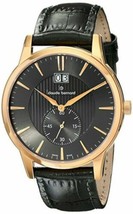 NEW Claude Bernard 64005-37R-GIR Men&#39;s Classic Big Date Black Leather Gold Watch - £237.43 GBP