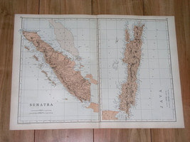 1891 Antique Map Of Java And Sumatra / Indonesia / Singapore - £26.65 GBP