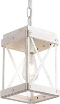 Coastal Pendant Light Fixture Farmhouse Hanging Nautical Wood Kitchen White Cage - £49.70 GBP
