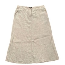 Talbots Beige Linen Midi A-Line Skirt Womens Size 10 Work Minimalist Preppy - £16.21 GBP