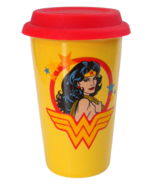 DC Comics Wonder Woman Ceramic Cup Mug with Silicone Lid 5.5&quot; Tall - $17.77