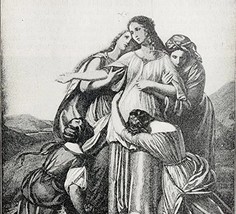 1906 Jephthah&#39;s Daughter Print Story Of The Bible 8.25 X 5.75&quot; Antique Art - $19.99