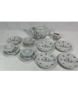 Miniature Tea Set  Mini Porcelain 14pc Doll House Bunny Theme - $20.30 CAD