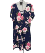 NWT LuLaRoe Large Blue &amp; Pink White Floral Xanthe Romper Pockets &amp; Draws... - $41.57