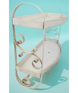 Shabby White 2 Tier Metal Bathroom Wall Shelf w/Towel Bar Scroll 14&quot;Tx17... - €128,98 EUR