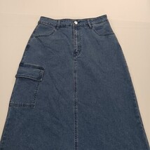 Denim Wear Women's Blue Cotton Blend Rear Slit Denim Cargo Skirt Size Medium image 13