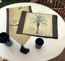 Set Palm Tree Formal Table Runner 12x69 Set of 4 Placemats Beach House T... - $74.79