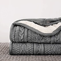 Longhui Bedding Thick, Soft, Big, Cozy Grey Knitted Fleece Blankets For Couch, - £56.85 GBP