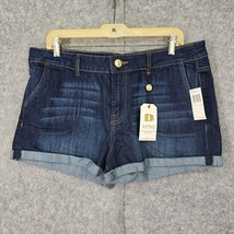 Buffalo David Bitton Denim Booty Shorts Women 32 Blue Dark Wash Cuffed S... - £14.13 GBP