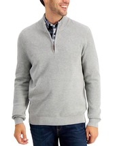 MSRP $65 Club Room Men&#39;s Quarter-Zip Textured Cotton Sweater Gray Size Small - £12.39 GBP