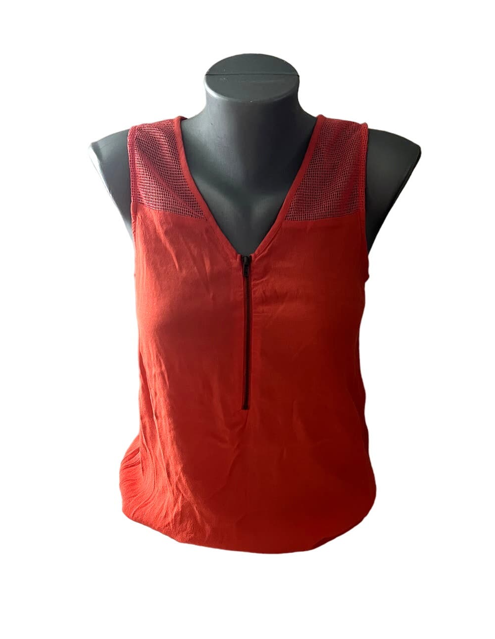 Women&#39;s Orange Pixley Zip Zipper Tank Top Size Medium - $9.90