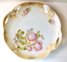 Vtg Lusterware Double Handed Plate Rose Floral Design Marked Made in Germany  - £22.71 GBP