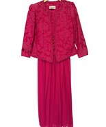 Vtg Nah Nah Size 12 Formal Jacket Dress Set Fuschia Pink Long Tait Beads... - $67.76 CAD
