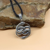 925 Real Silver Auryn Double Coiled Two-headed Snake Unisex Pendant - $38.26