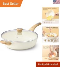 5 Qt Deep Ceramics Fry Pan with Temperature Resistant Lid - Versatile Co... - $65.99