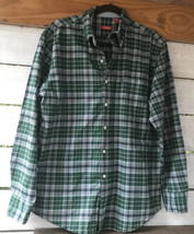 Vtg Izod Men’s M Plaid Shirt L/S Button Down w/ 2 spares Green Blue Cotton - £15.40 GBP