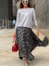 ZARA BNWT 2024. ANTHRACITE GREY JACQUARD MIDI SKIRT ELASTIC. 5107/060 - $94.76