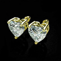 2Ct Diamond Heart Cut Lovely Stud Screw-Back Earrings 14K Yellow Gold Pl... - £63.47 GBP