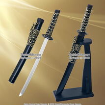 Black Musashi Samurai Katana Sword Letter Opener W/ Vertical Stand - $22.75