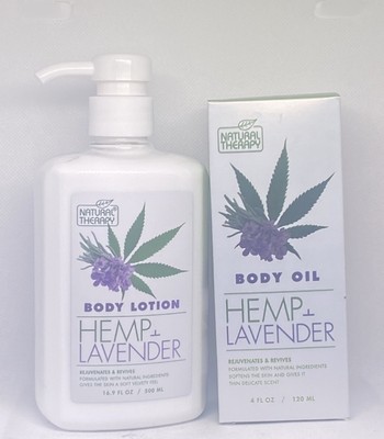 Natural Therapy HEMP &amp; Lavender Body Oil 4 fl. oz. and Body Lotion 16.9 ... - $34.29