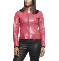 Chaqueta de cuero Mujer Talla Biker Mujer Bombardero Damas Abrigo Moto Rosa 58 - £79.75 GBP