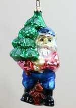 Christopher Radko Christmas Ornament Hand Made Outdoor Gnome Lumberjack w/ Tree - $36.64