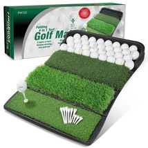 Golf Mat Hitting Mat with Ball Tray Design Collapsible 4-in-1 Hitting Mat Portab - £305.29 GBP