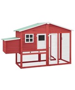 vidaXL Chicken Coop Red and White Solid fir wood, Plywood, Galvanized steel - $9,450.10 MXN