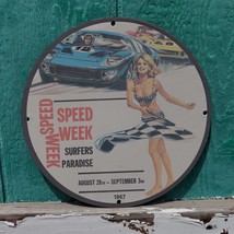 1967 Vintage Style Speed Week Surfers Paradise Fantasy Porcelain Enamel Sign - £99.91 GBP