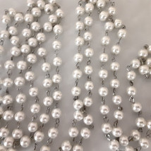 35 inch Long Doubled Strand Faux Pearl Necklace White Color Flapper Roaring 20&#39;s - £7.89 GBP