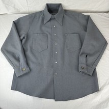 Men&#39;s Pearl Snap Blue Gray Pointed Collar 70s Button Western Shirt Vtg Handmade - $52.46