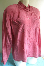 British Crown Colony Hong Kong Pink All Silk Blouse Top with Pockets Siz... - $23.74