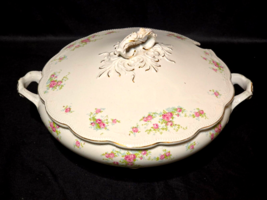Vintage LIMOGES FRANCE 9&quot; Covered Soup Stew Serving Bowl Tureen With Bac... - $641.80 MXN