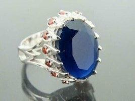 925 Sterling Silver Natural Certified 9.25Ct Blue Sapphire Valentines Mens Ring - £59.71 GBP