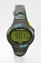 Timex Reloj Mujer Cron Alarma Luz Pulsos Fecha Verde Plástico Negro 50m Cuarzo - £21.16 GBP